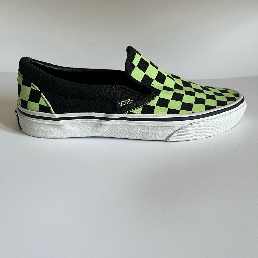 Vans Classic Slip-On Glow Checkerboard Black/Green - Picture 5 of 16